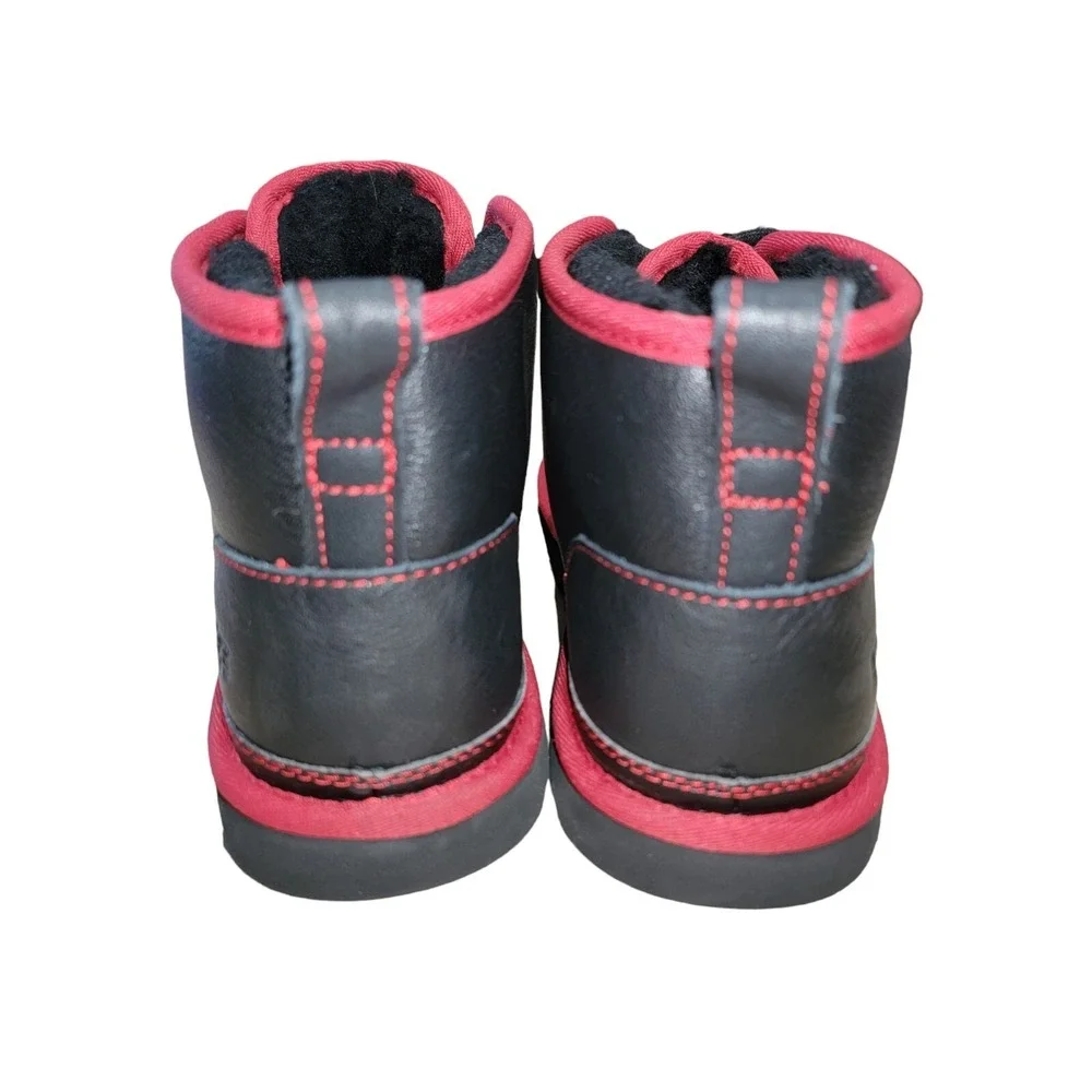 UGG‎ Neumel Men's Boots Leather In Black w/ Red Trim Size 10 New